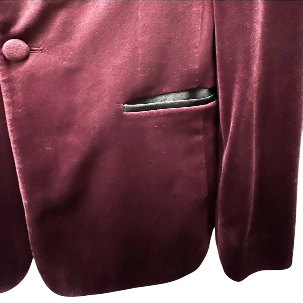 ASOS Velvet Single Breasted Burgundy Slim Fit Tuxedo Blazer- Chest 40”